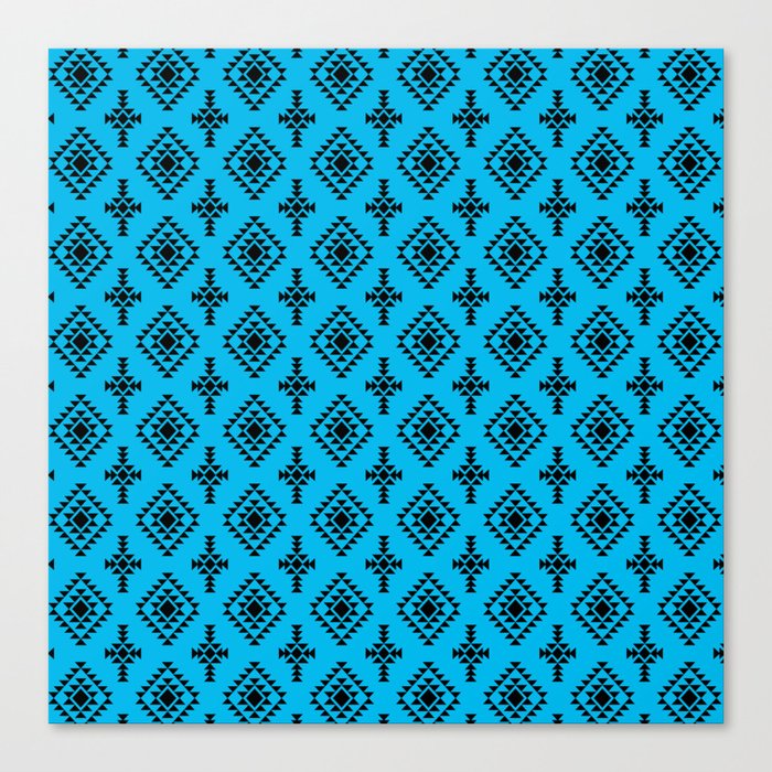 Turquoise and Black Native American Tribal Pattern Canvas Print
