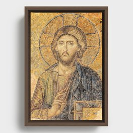 Jesus Christ medieval mosaic Framed Canvas