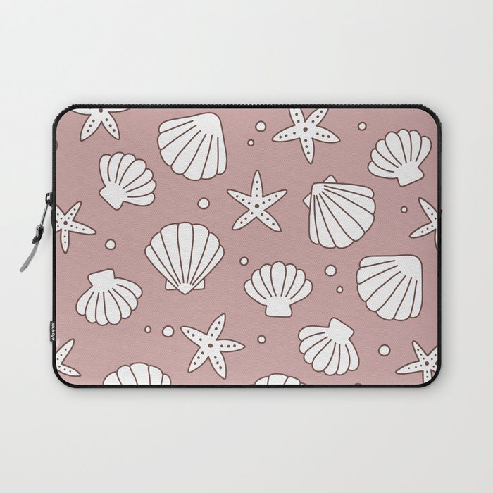 Seashell Pattern (white/dusty rose) Laptop Sleeve