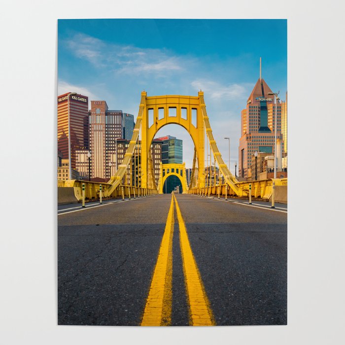 Pittsburgh Steel City Skyline Bridge Pennsylvania Photography Print Poster