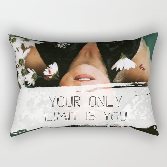 Your Only Limit Is You - Girl Boss Motivational Woman Portait Photography Inspirational Quote Rectangular Pillow