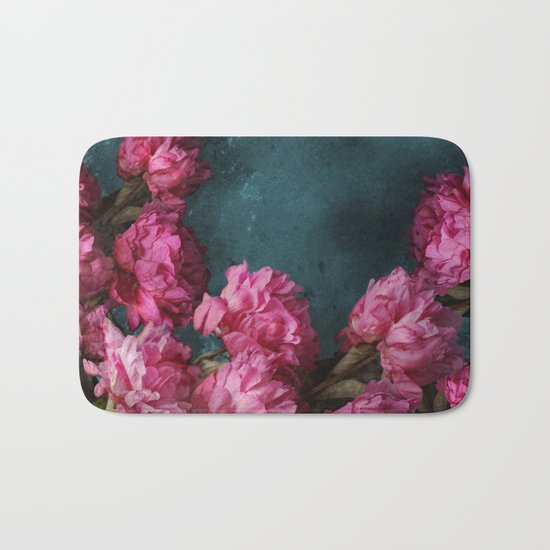 Peony Romance Teal Bath Mat