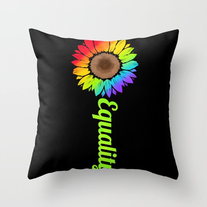 Rainbow Colorful Sunflower Equality LGBTQ Pride Month Throw Pillow