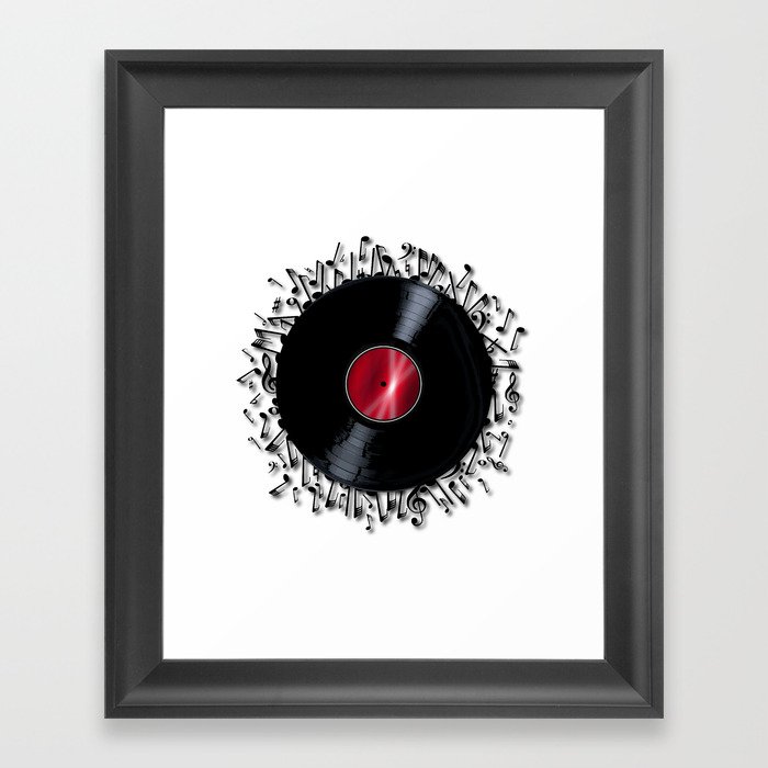 Musical Notes Record Framed Art Print