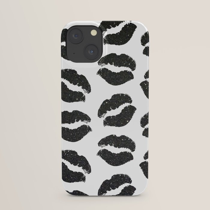 Black Glitter Lips iPhone Case by A Little Leafy Society6