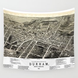 Durham - North Carolina - 1891 vintage pictorial map Wall Tapestry
