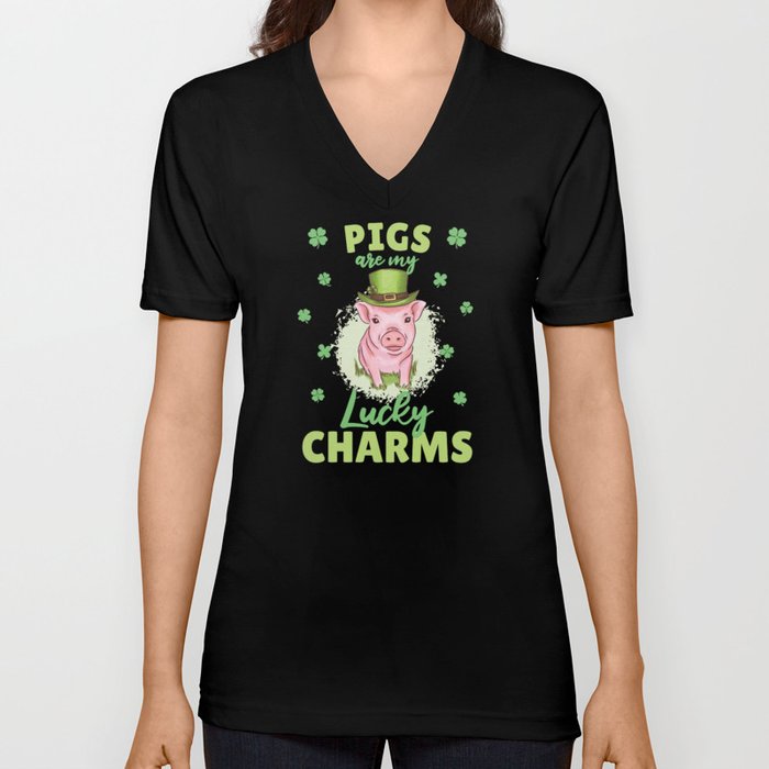 Pigs Are My Lucky Charms St Patrick's Day V Neck T Shirt