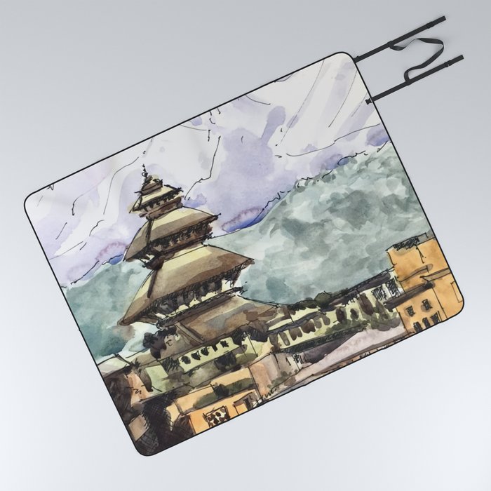 Nepal Temple Bhaktapur Kathmandu Picnic Blanket By Thejoeystudio Society6