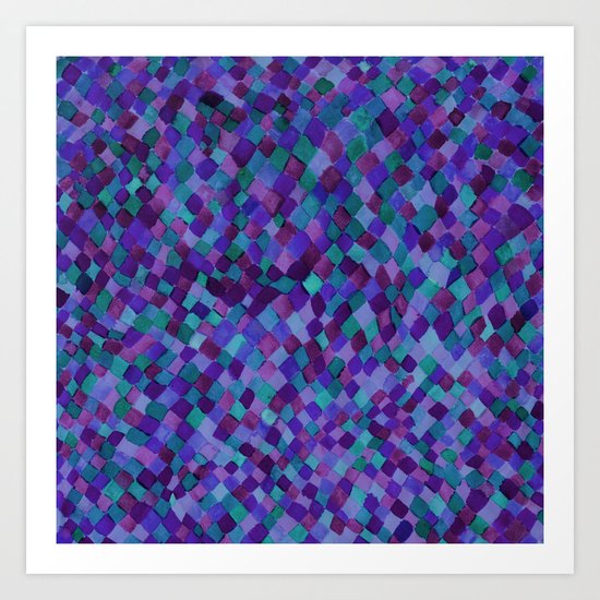 Watercolour Diamonds Plum Art Print