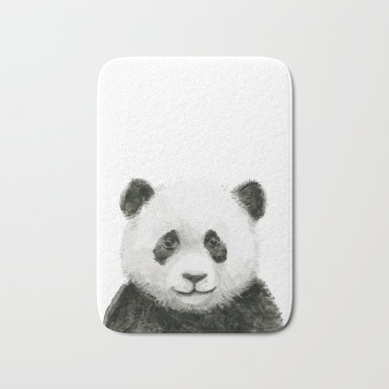 Baby Panda Whimsical Animal Watercolor Cute Baby Animals Bath Mat