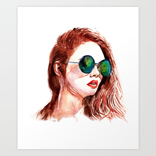 Attitude -watercolor portrait Art Print