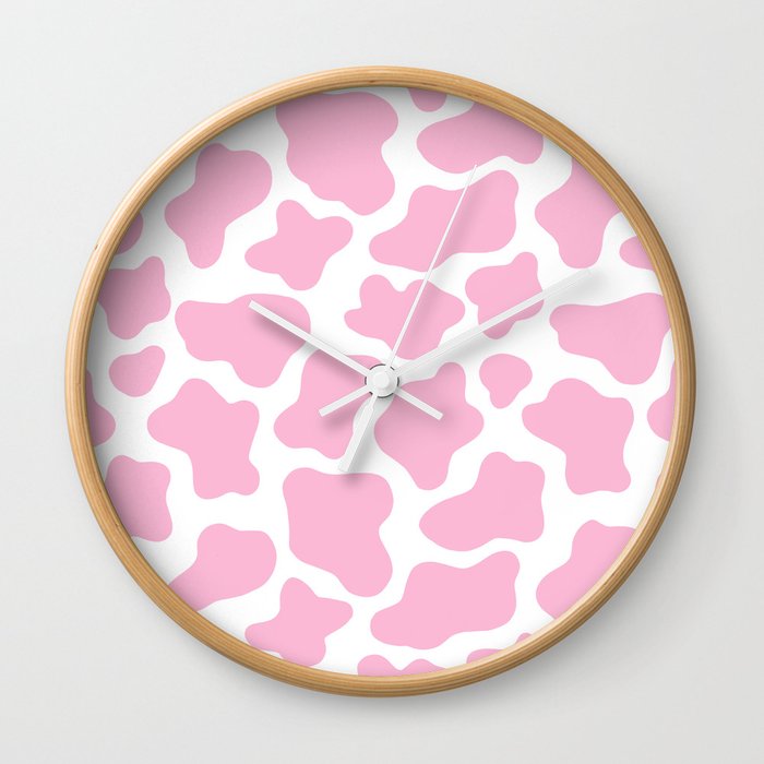 Pink Cow Print Wall Clock