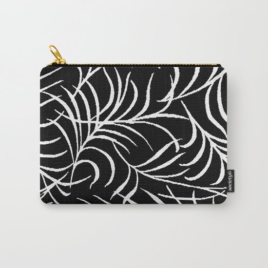 BLACK AND WHITE LEAF PALM Carry-All Pouch