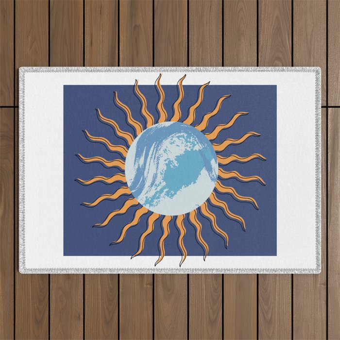 BLUE Earth Sun Outdoor Rug