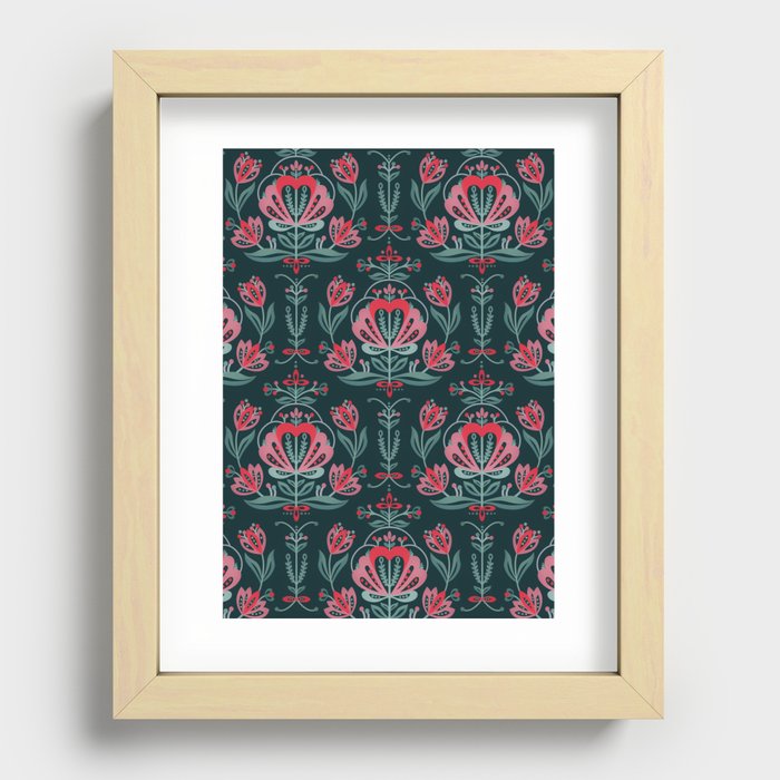 Scandinavian Rose Pattern Recessed Framed Print