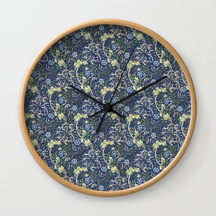William Morris Blue Daisies Wall Clock