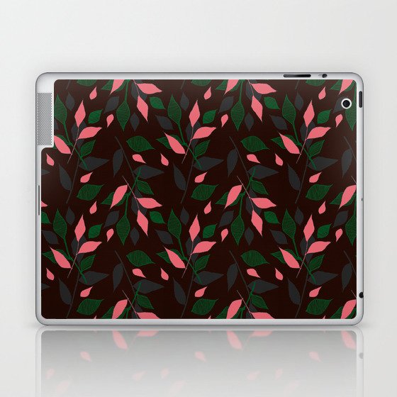 Chocolate brown, green and pink foliage Laptop & iPad Skin