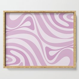 New Groove Retro Swirl Abstract Pattern in Pastel Lilac Purple Serving Tray