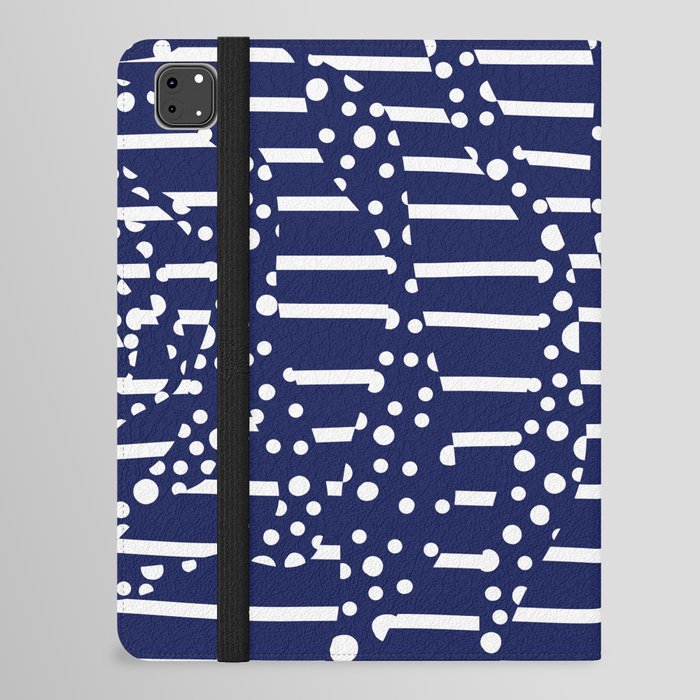 Spots and Stripes 2 - Blue and White iPad Folio Case