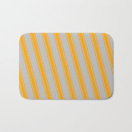 [ Thumbnail: Grey & Orange Colored Lines Pattern Bath Mat ]