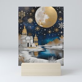 Christmas in Rome - Italy Winter Holiday Gold and Silver Landscape and Cityscape Art Mini Art Print