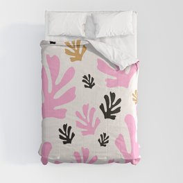 Le Jardin | 01 - Botanical Print Pink And Gold Modern Abstract Leaves Comforter