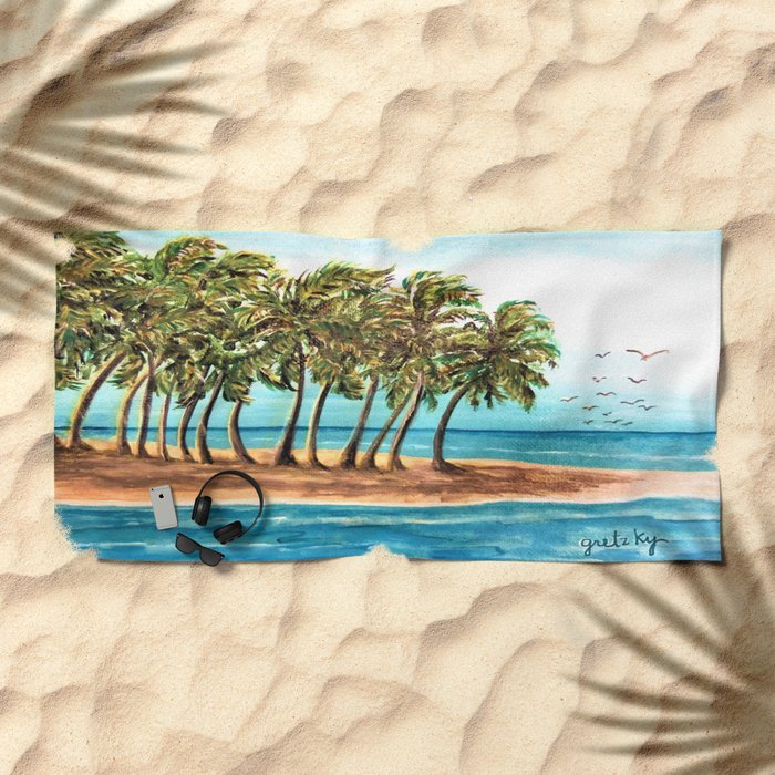 Private Island Painting Beach Towel By Paintingsbygretzky Society6