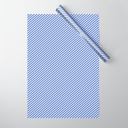 [ Thumbnail: Mint Cream & Royal Blue Colored Lines/Stripes Pattern Wrapping Paper ]