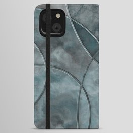 Teal Eclectic Marble Shapes Mid Century Elegant Abstract Art iPhone Wallet Case