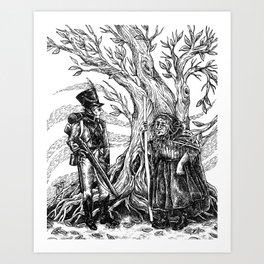 The Tinderbox Art Print | Drawing, Hcandersen, Soldier, Witch, Tree, Nursery, Fairytale, Illustration, Tinsoldier, Kidsart 