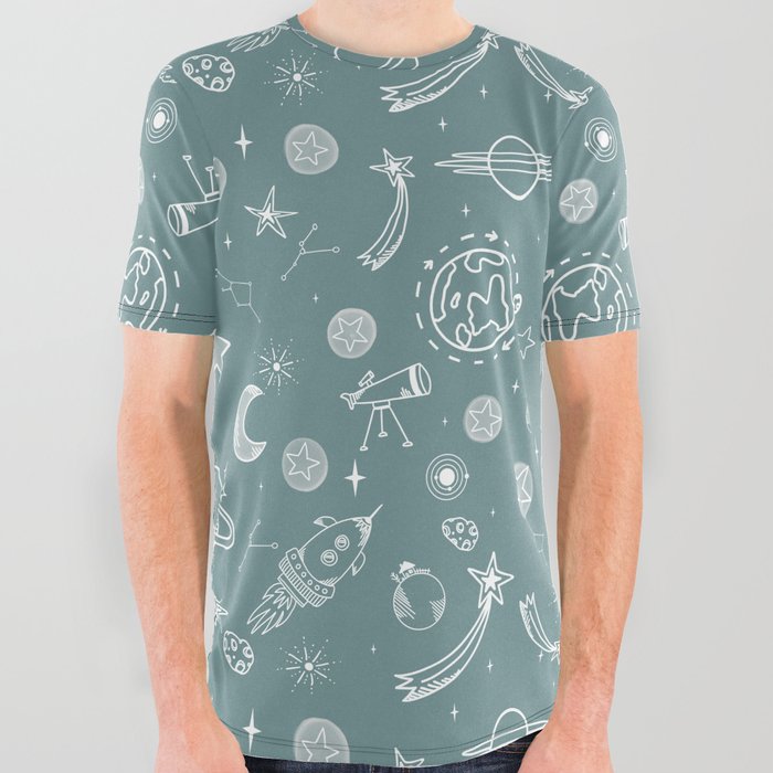 space voyage grey All Over Graphic Tee
