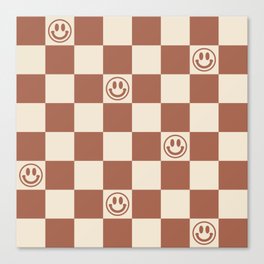Smiley Face & Checkerboard (Milk Chocolate Colors) Canvas Print
