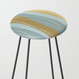 Abstract Stripes and Lines in Aqua and Golden Yellow Counter Stool