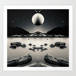 Retro Space 03 symmetry, collection, black and white, bw, set Art Print