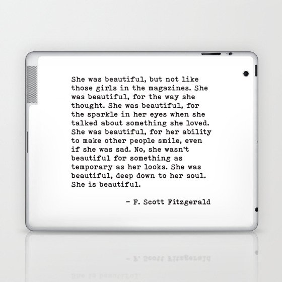 F. Scott Fitzgerald, She Was Beautiful Quote, The Great Gatsby Laptop & iPad Skin