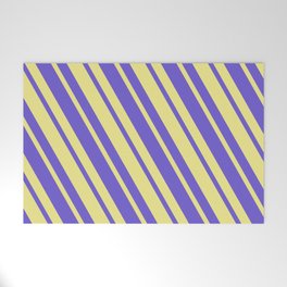[ Thumbnail: Tan and Slate Blue Colored Lined/Striped Pattern Welcome Mat ]