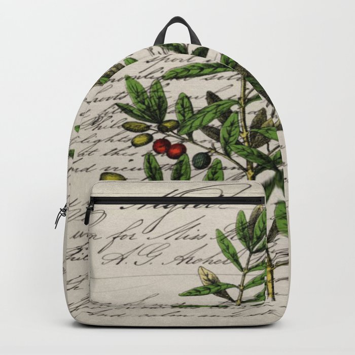 Chic paris scripts kitchen artwork french botanical leaf olive Backpack