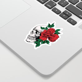 Dead Skull Girl Flower Sticker