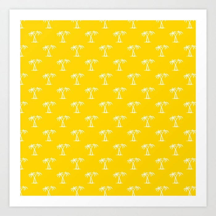 Yellow And White Palm Trees Pattern Art Print