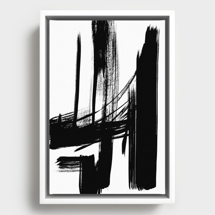 Black Abstract Brush Strokes nr 7 Framed Canvas
