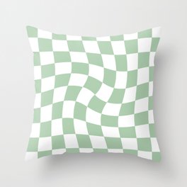 Matcha Checkered Swirl Y2K Danish Pastel Throw Pillow
