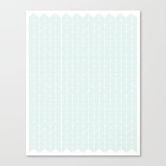 Hand drawn Herringbone in Aqua Canvas Print