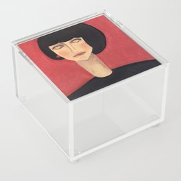 Woman in Red Background Acrylic Box
