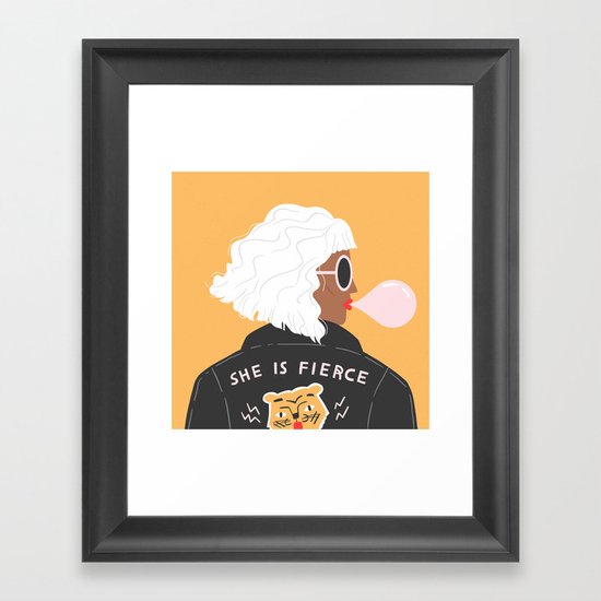 She Is Fierce Framed Art Print by Charly Clements Society6