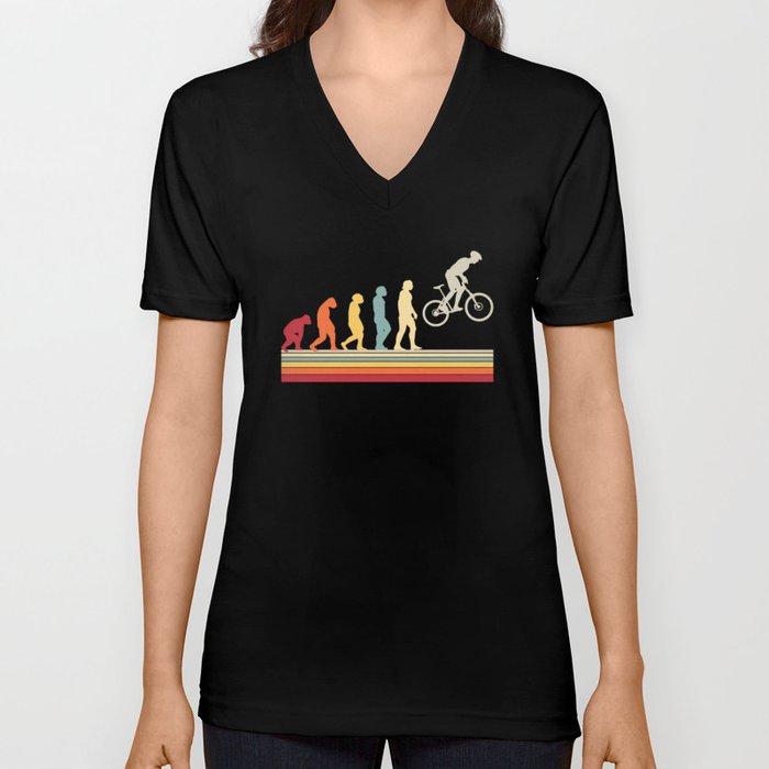 MTB evolution vintage shadow Bike Cycling Mountainbike V Neck T Shirt