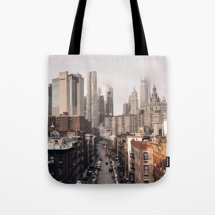 New York City Skyline Photography | NYC Fog Tote Bag