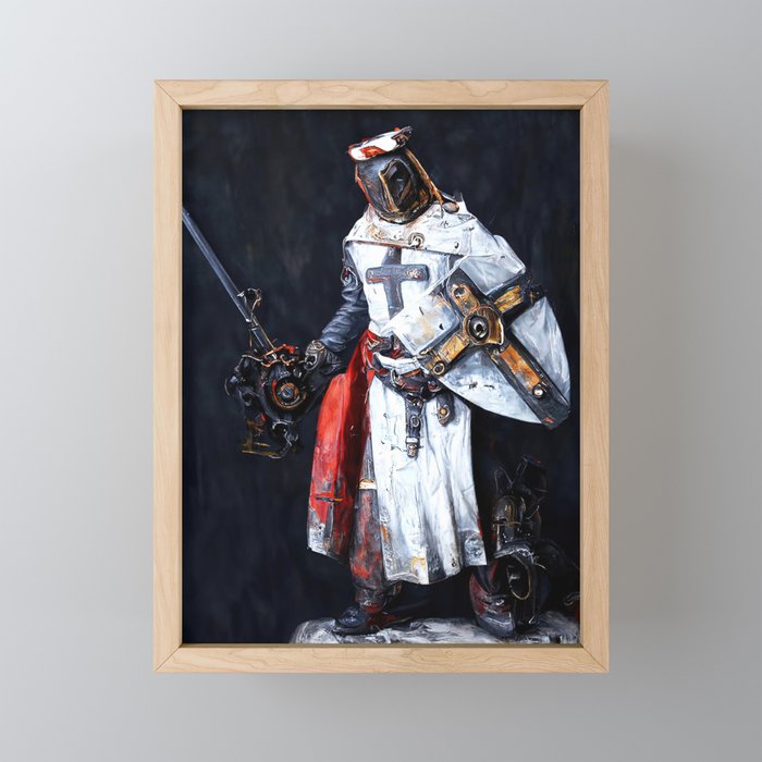 Steampunk Crusader Warrior Framed Mini Art Print