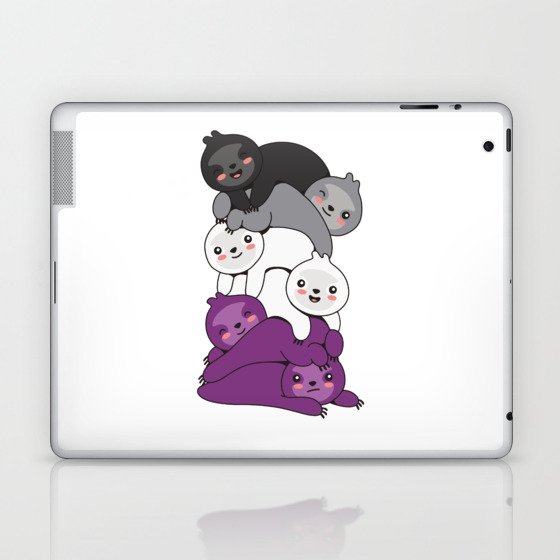 Asexual Flag Pride Lgbtq Sloth Cute Animals Laptop & iPad Skin