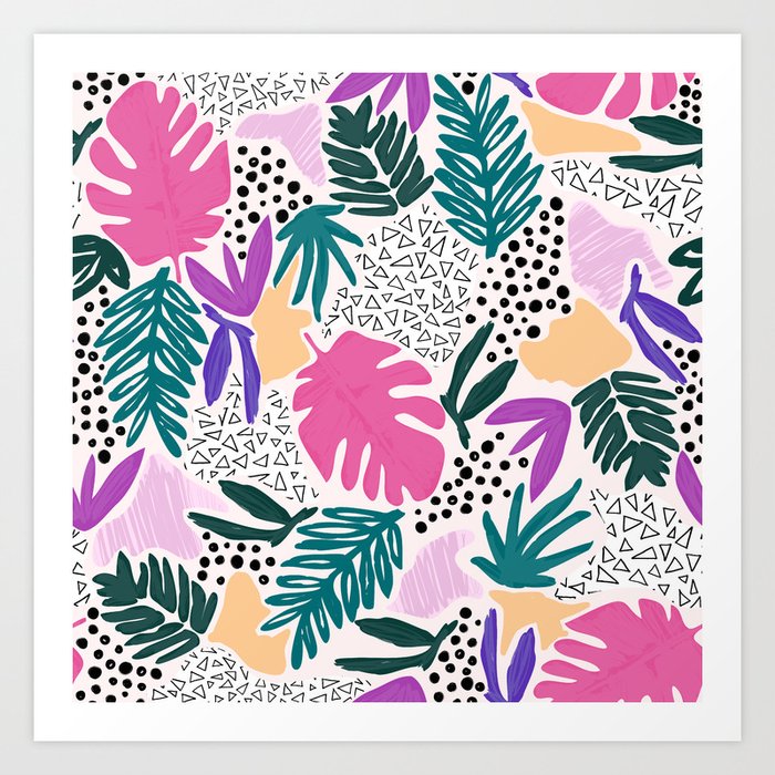 Tropical Colourful Collage Pattern Art Print by dizzywonders | Society6