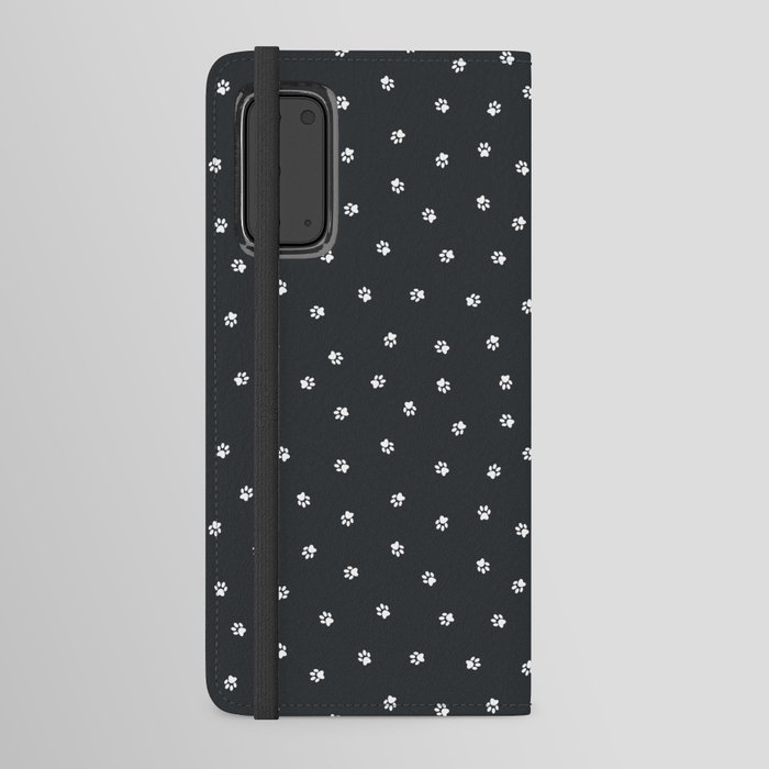 Tiny Paw Prints Pattern Black & White Android Wallet Case